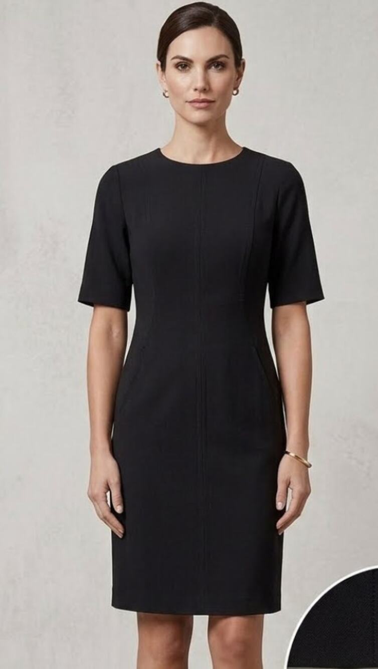 Tahari Arthur S. Levine Black Short Sleeve Sheath Dress LBD Women's Petite 4P